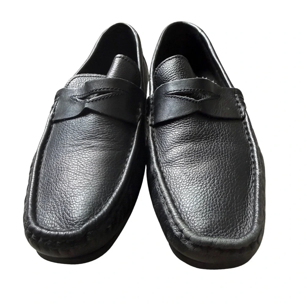 El Borcegui Mens Black Pebbled Leather Penny Loafers Driving Mocs Size 26 Mex‎